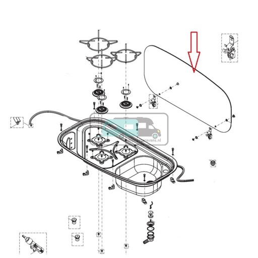 [OCS_A9906236] Dometic Glasdeksel, RAL9005  HSG 3436
