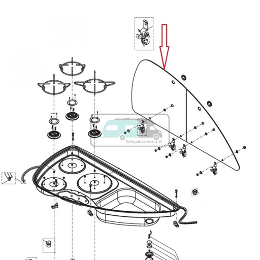 [OCS_1133428] Dometic Kombi 960 Linker Glasplaat RAL9005