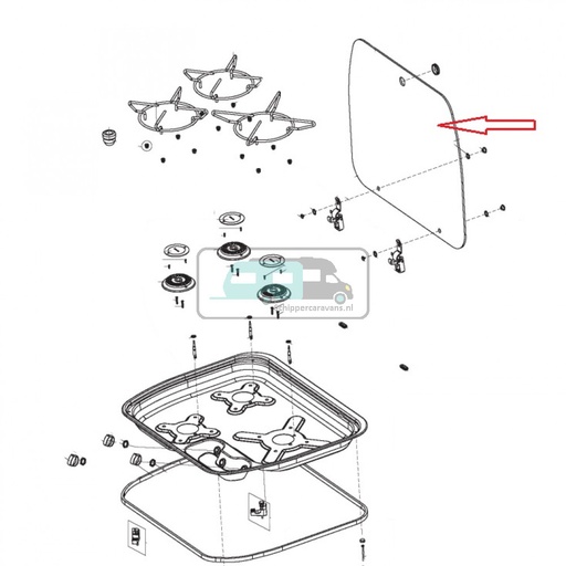 [OCS_1133529] Dometic CE99-ZF/DF/VF Glasdeksel