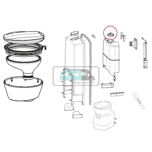 [OCS_A0030667] Dometic CTW4110 Toilet Dop Tank Compleet