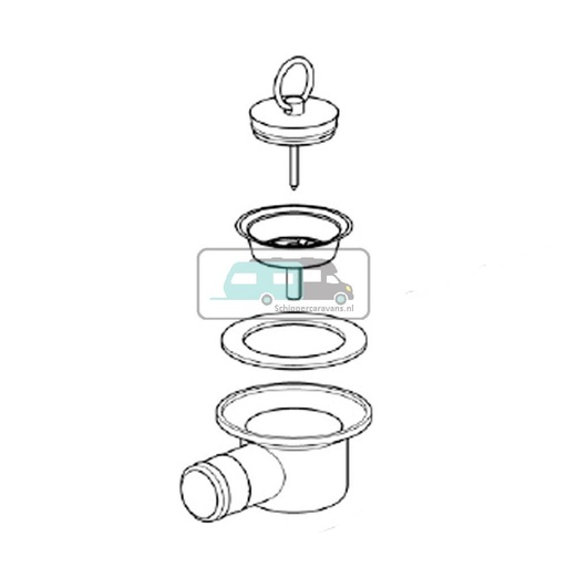 [OCS_A0000429] Thetford Hob Afvoerplug Haakse aansluiting 25mm