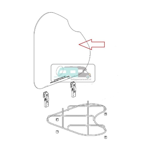 [OCS_A0024051] Thetford Triangle Basic Line 330 Glasplaat Links