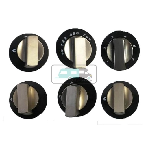 [OCS_A0017584] Thetford Knop Zwart/Chroom (6 stuks)