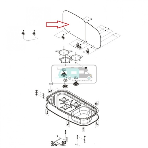 [OCS_1141108] Dometic MO840 Komfoort Glasplaat Links