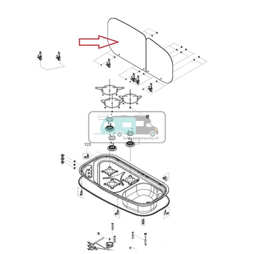 [OCS_A9906063] Dometic MO840 Komfoort Glasplaat Links