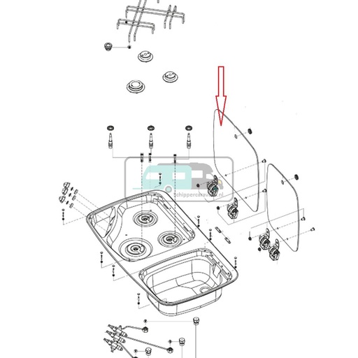 [OCS_1141111] Dometic MO7103 Kookcomfoor Glasplaat Grijs 