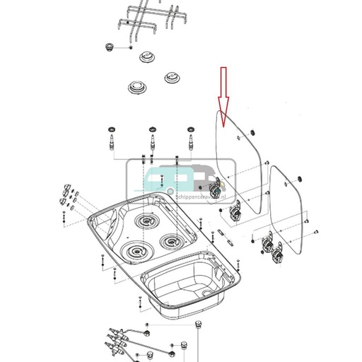 [OCS_A0025771] Dometic MO7103 Kookcomfoor Glasplaat Grijs 