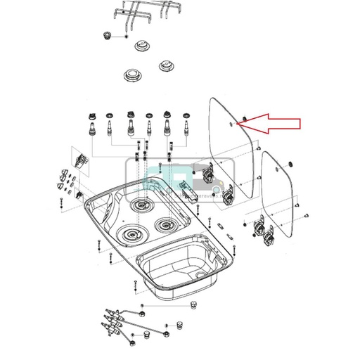 [OCS_1141114] Dometic MO7123 Glasdeksel Komfoor gedeelte
