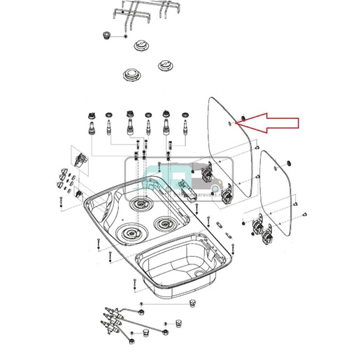 [OCS_A0030282] Dometic MO7123 Glasdeksel Komfoor gedeelte