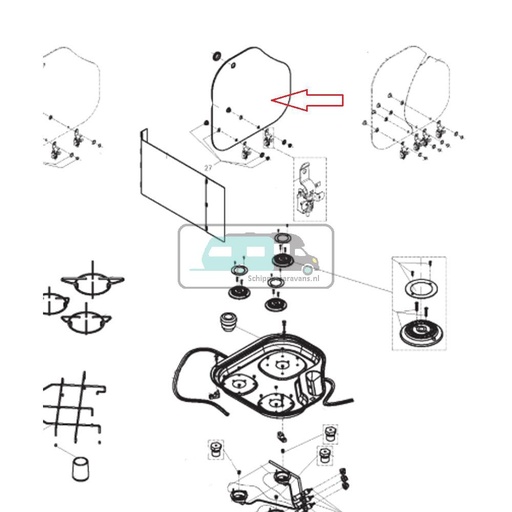 [OCS_A0030304] Dometic Kookplaat CE004-DF/L Glasplaat