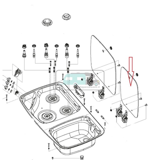 [OCS_1141123] Dometic Spoelbak Combinatie Glasplaat Zwart