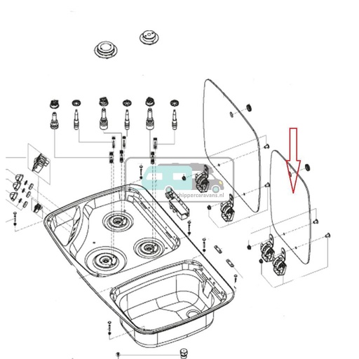 [OCS_A0030612] Dometic Spoelbak Combinatie Glasplaat Zwart