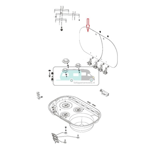 [OCS_1141131] Dometic MO8323 Afdekplaat Glas Links