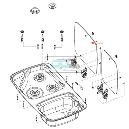 [OCS_1141138] Dometic Glasdeksel Kookdeel MO 7123