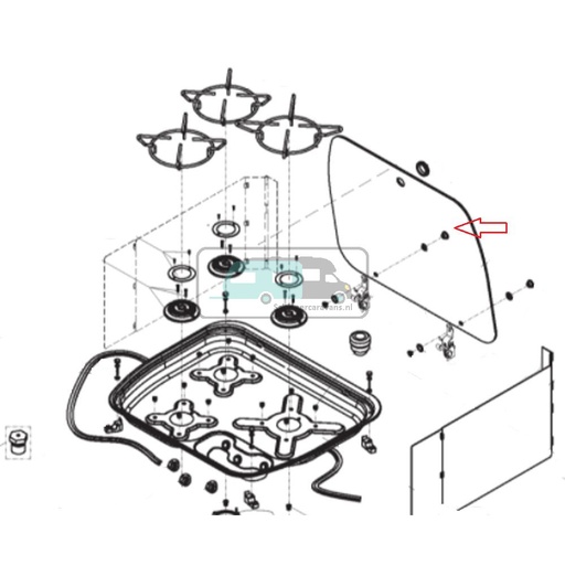 [OCS_1141142] Dometic 3-Pits Kookplaat Glasplaat