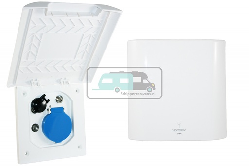 [OCS_1148052] Inbouwstekkerdoos 230V/12V/Ant/Sat Element Line Wit