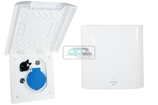 [OCS_A0034678] Inbouwstekkerdoos 230V/12V/Ant/Sat Element Line Wit