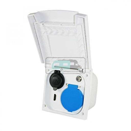 [OCS_1148061] Inbouwstekkerdoos 230V/12V/HDMI/Sat Wit