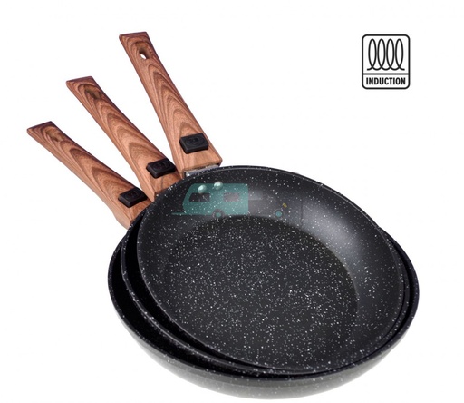 [OCS_A0003096] Koekenpannenset Black Line Houtdecor 3-delig