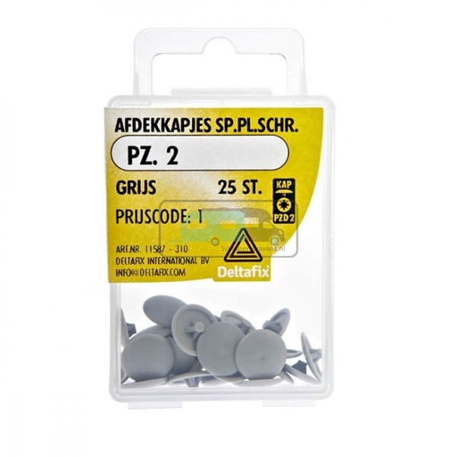 [OCS_2501631] Deltafix Spaanplaatschroef Afdekkapje PZ.2 grijs Set 25st