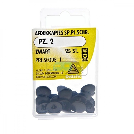 [OCS_2501634] Deltafix Spaanplaatschroef Afdekkapje PZ.2 zwart Set 25st