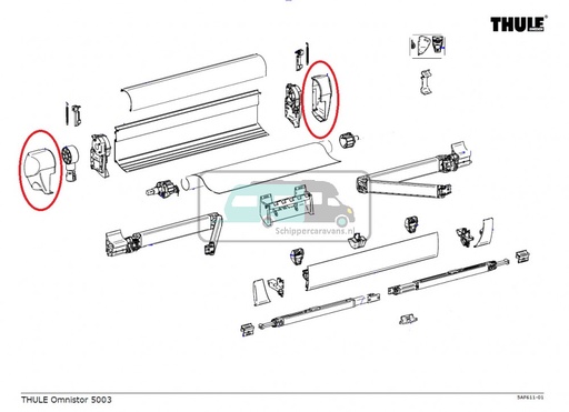 [OCS_2612366] Thule Eindkap Lead Rail LH+RH 5003