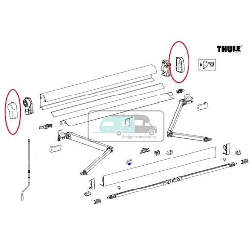 [OCS_2612403] Thule Eindkap Mainhousing LH+RH 4900 Geanodiseerd
