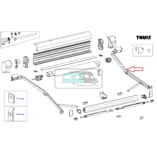 [OCS_2612420] Thule 8000 Knikarm rechts 3.5m