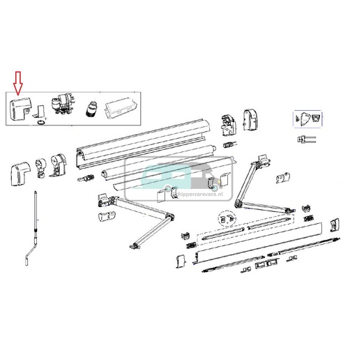 [OCS_2612676] Thule Main Housing 5200 12V Endcap LH + RH Antraciet