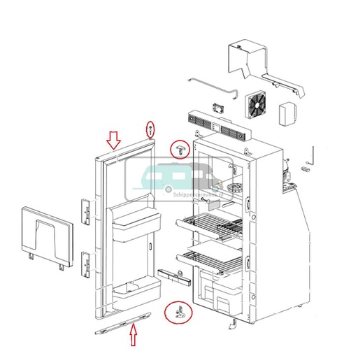 [OCS_691743] Thetford Handgreep Hoog met Deurbevestiging T1090 