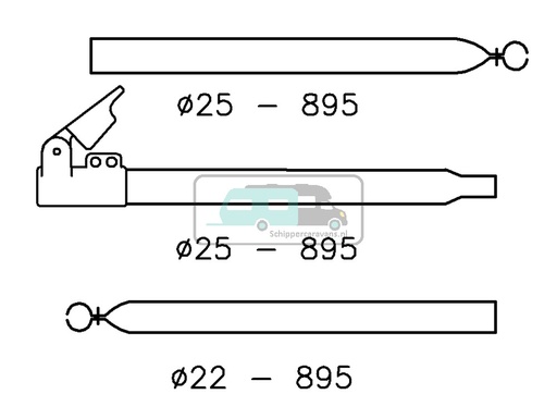 [OCS_96948356] Campking Verandastang 25/22mm 170-260cm Aluminium Quickgrip